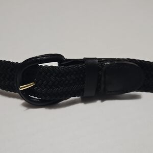 Black Braided Adjustable Belt with Gold Buckle Size XL 40/42